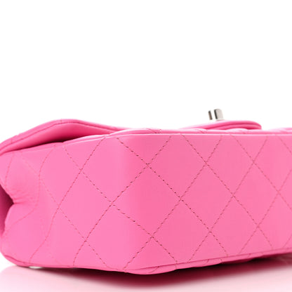 Chanel Lambskin Quilted Mini Rectangular Flap Neon Pink 8 of 11