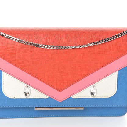Fendi Vitello Elite Crystal Monster Eyes Tube Wallet On Chain Blue Royal Multicolor 8 of 11