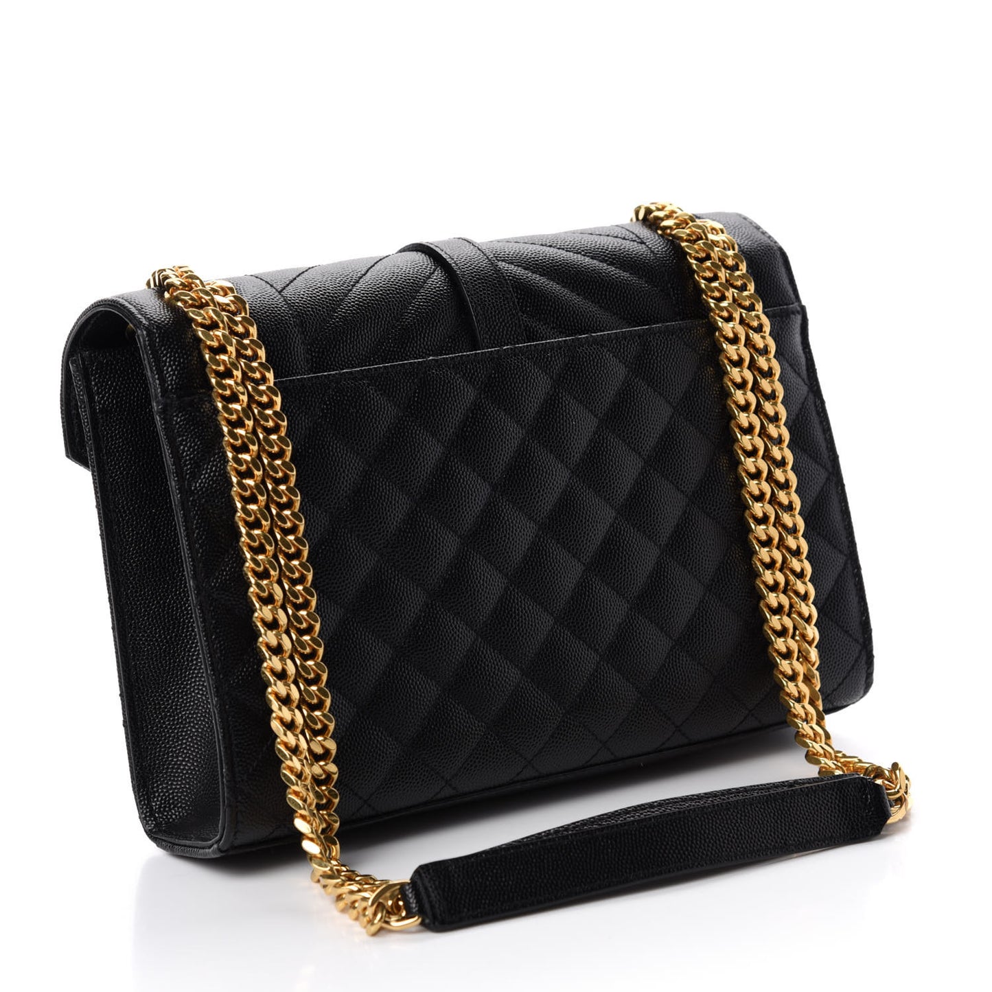 Grain De Poudre Textured Mixed Matelasse Triquilt Medium Monogram Satchel Black