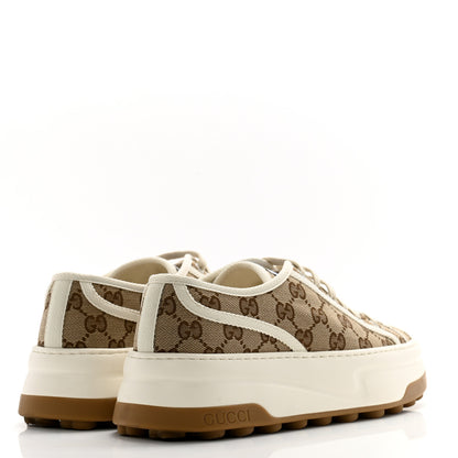 Gucci GG Monogram Womens 1977 Tennis Platform 52mm Sneakers 39 Beige Ebony Mystic White 4 of 9