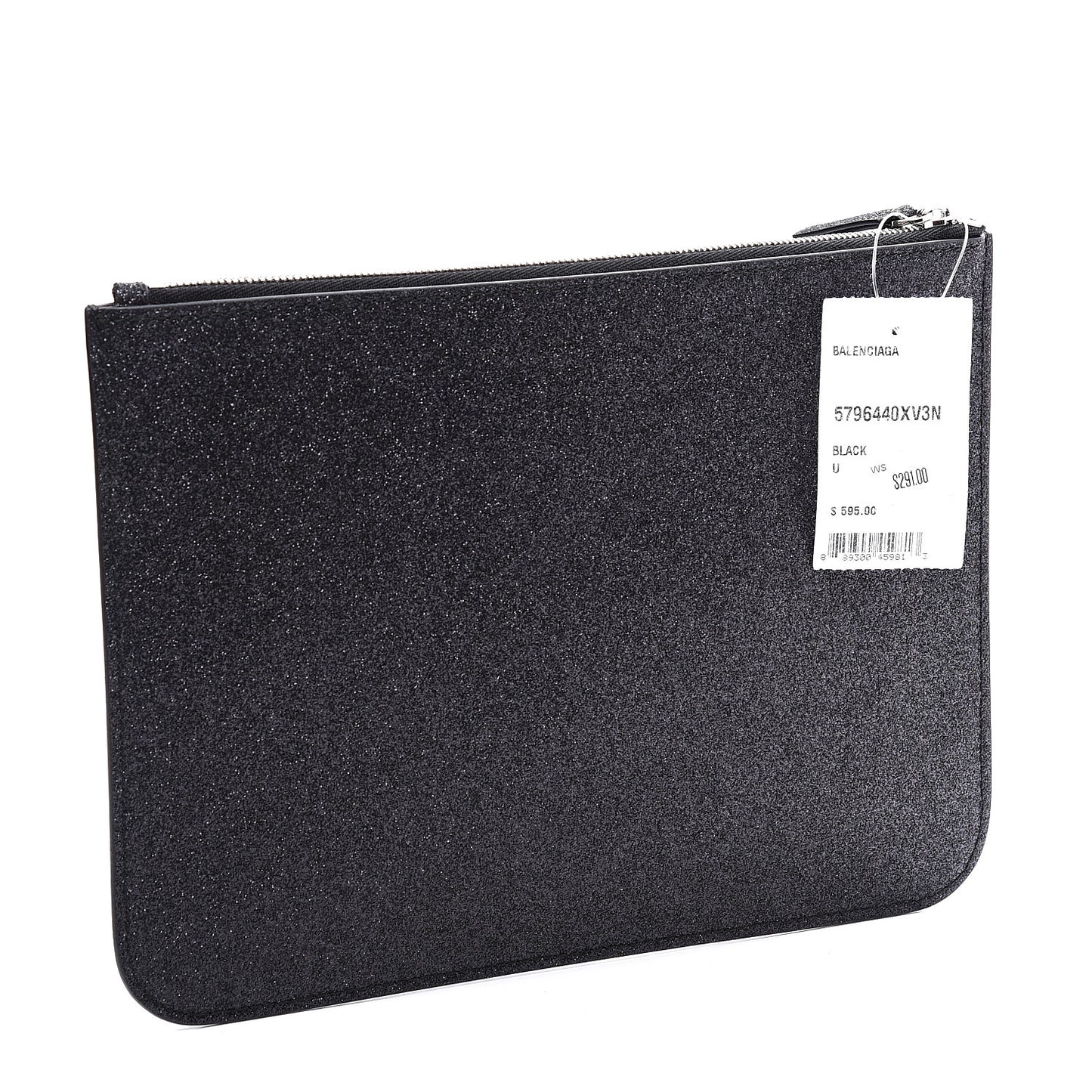 Glitter Calfskin Logo Everyday Pouch M Black
