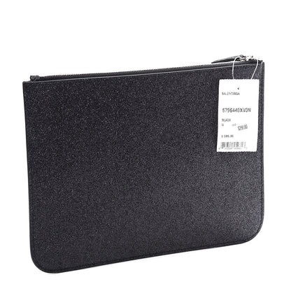 Balenciaga Glitter Calfskin Logo Everyday Pouch M Black 8 of 9