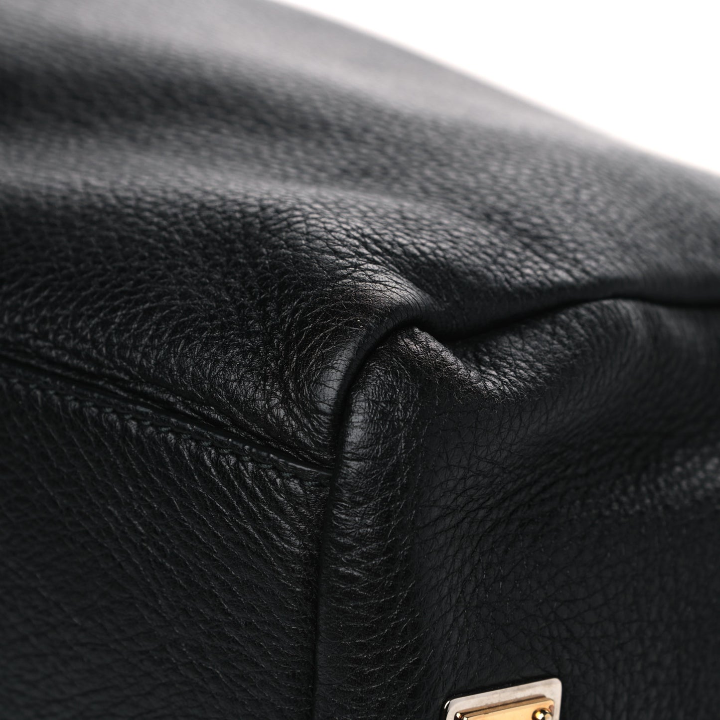 Grained Deerskin Large Miss Sicily Satchel Black