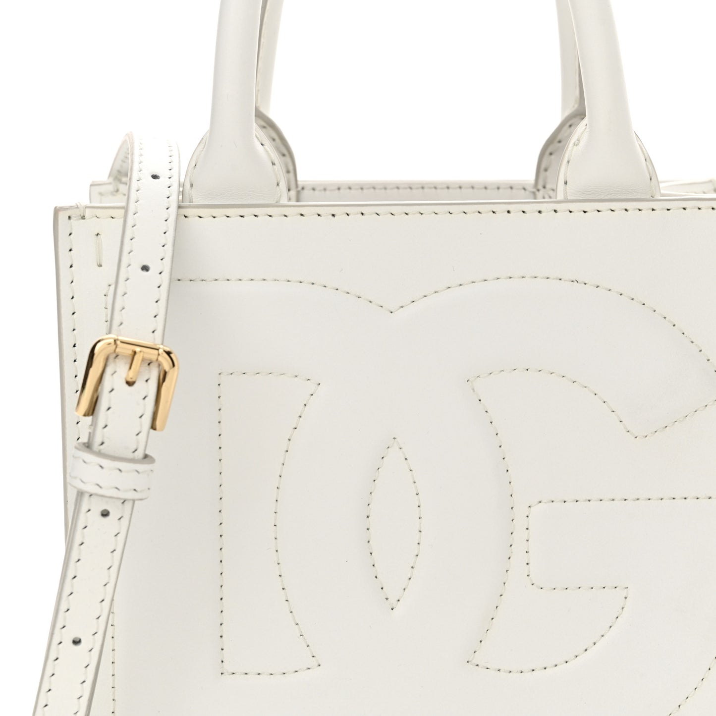Calfskin Small DG Daily Shopper Tote White