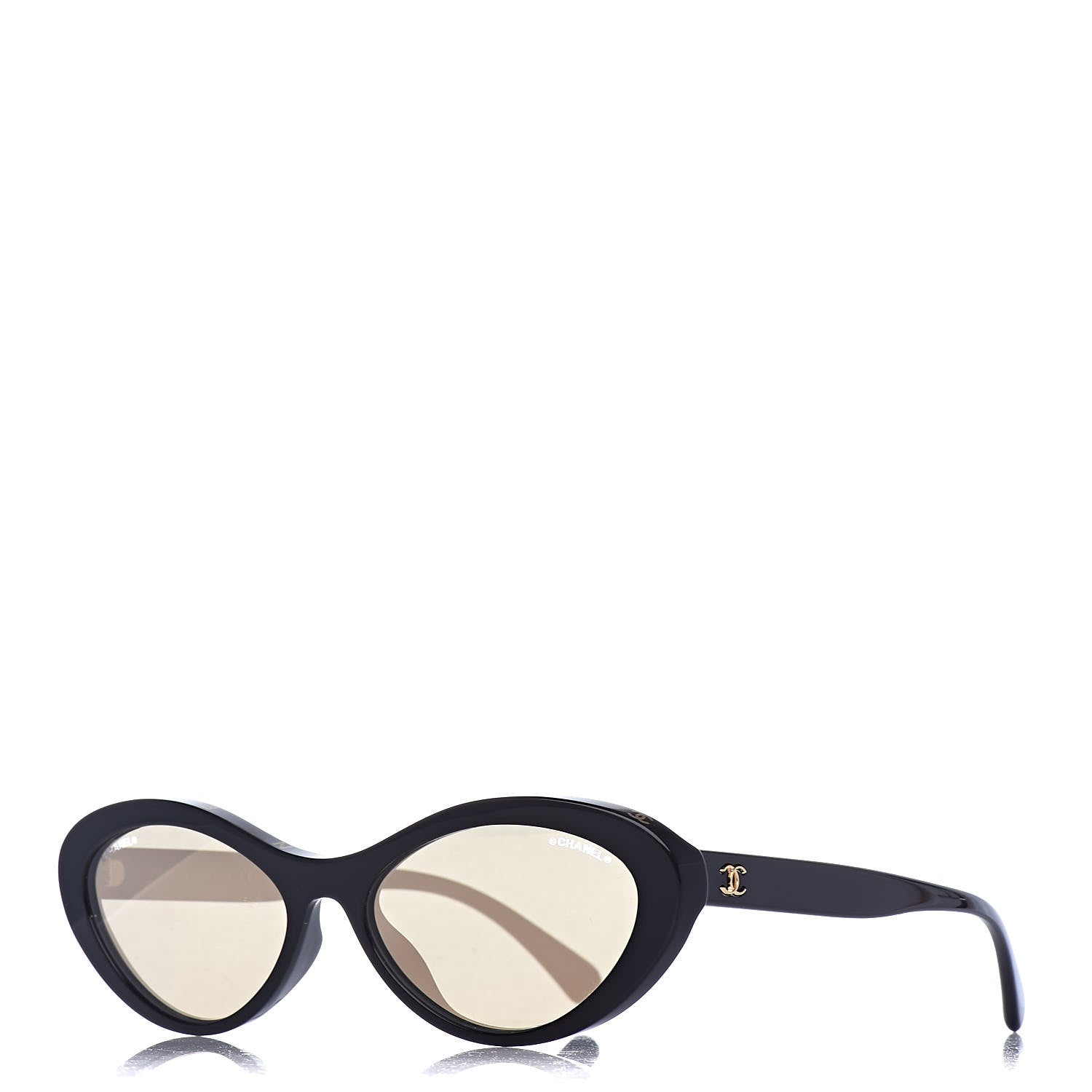 Chanel Acetate 24K Gold Mirror Oval Sunglasses 5416-A Black 1 of 7