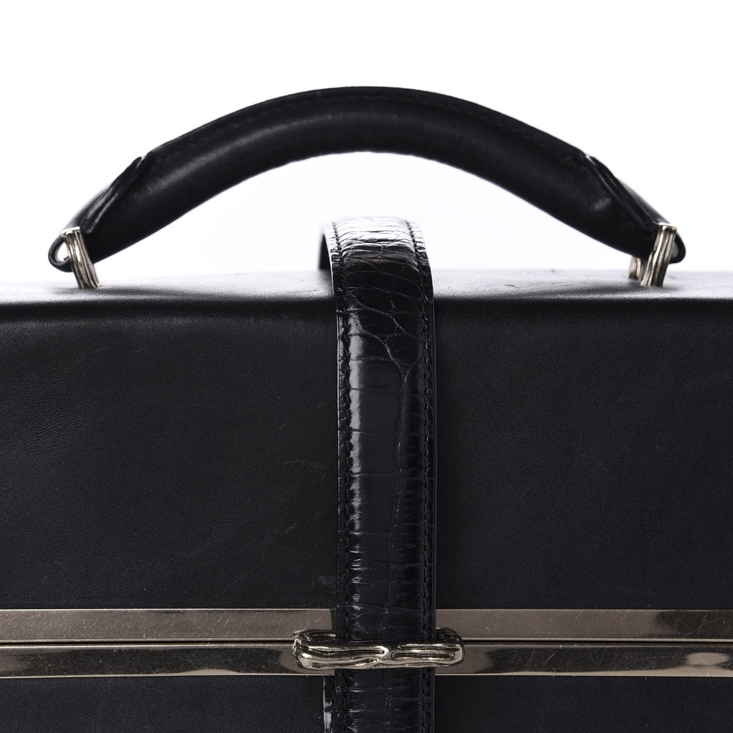 Calfskin Crocodile Embossed Tai Dopp Kit Bag Black