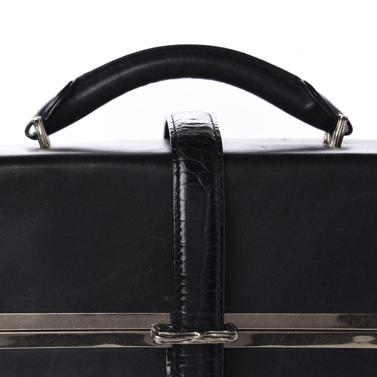 Alexander Wang Calfskin Crocodile Embossed Tai Dopp Kit Bag Black 15 of 16