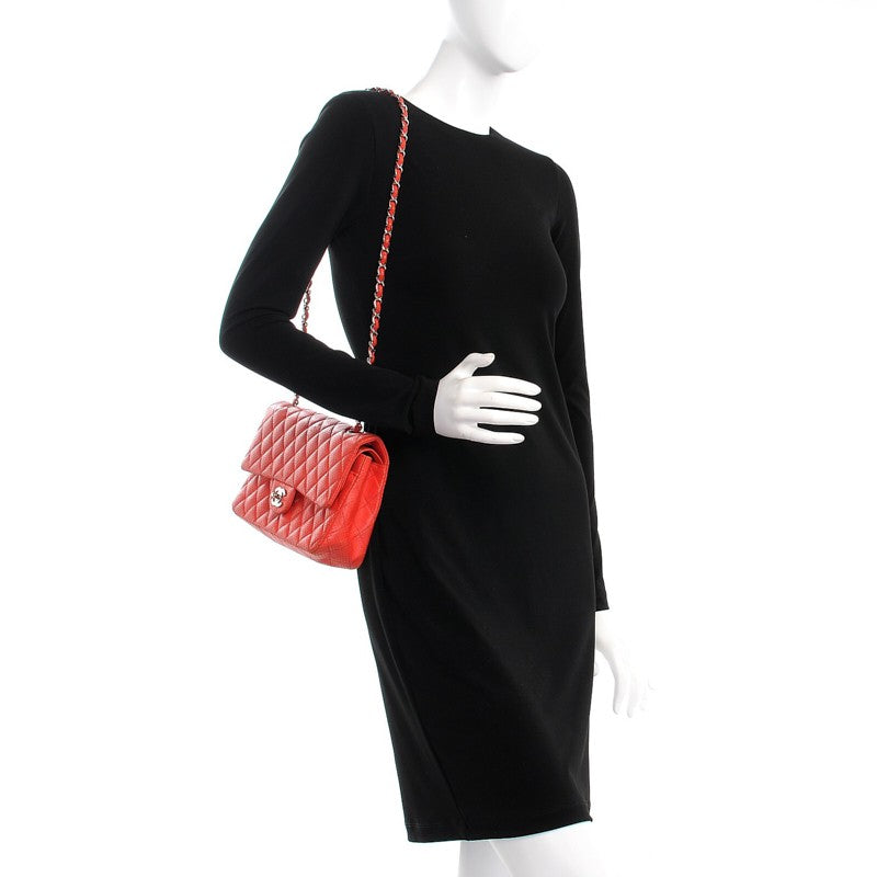 Lambskin Perforated Medium Double Flap Red