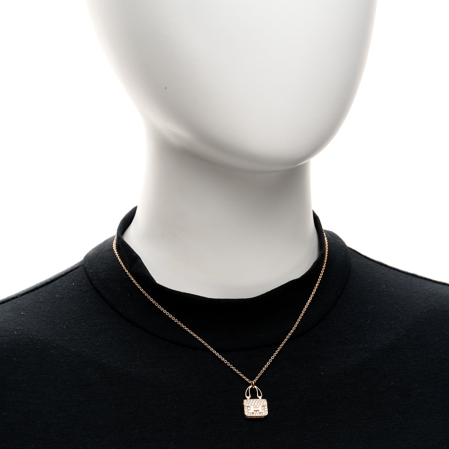 Hermes 18K Rose Gold Diamond Constance Amulettes Pendant Necklace 2 of 7