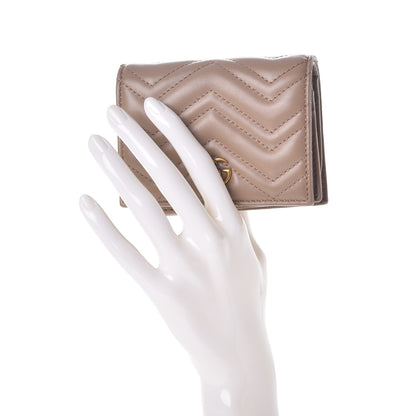 Gucci Calfskin Matelasse GG Marmont Card Case Wallet Porcelain Rose 2 of 8