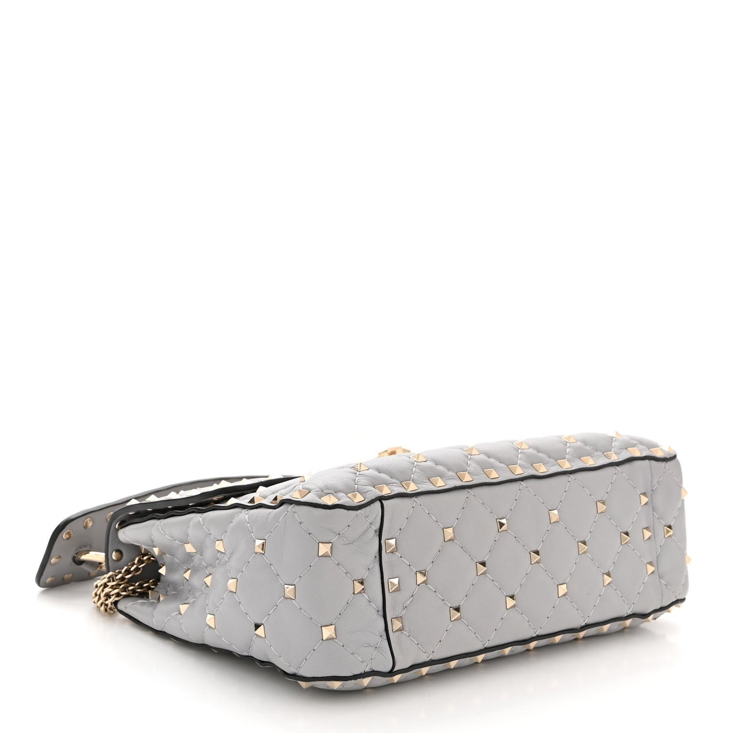 Lambskin Medium Rockstud Spike Shoulder Bag Pastel Grey