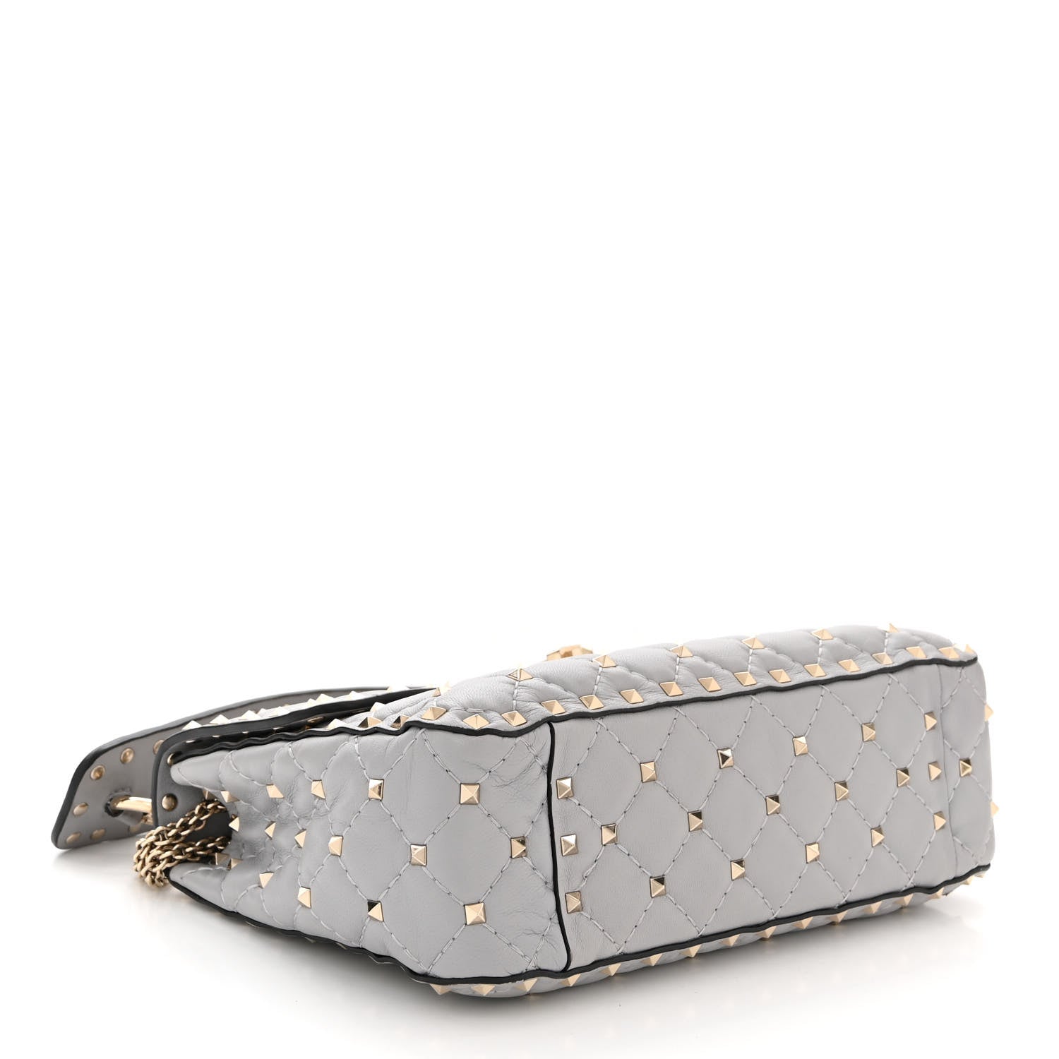 Valentino Garavani Lambskin Medium Rockstud Spike Shoulder Bag Pastel Grey 4 of 9