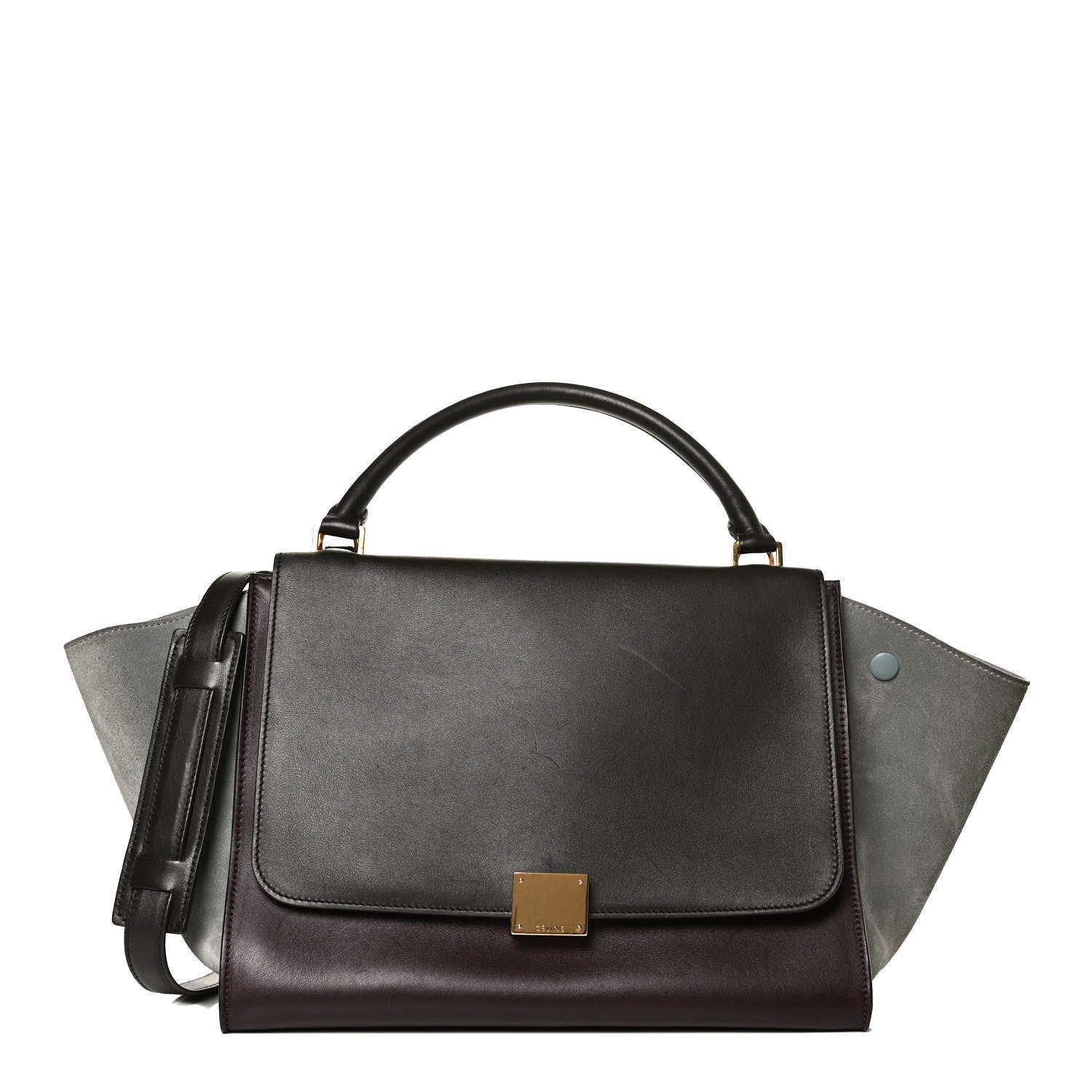 Celine Smooth Calfskin Suede Medium Tri-Color Trapeze Dark Grey 1 of 13