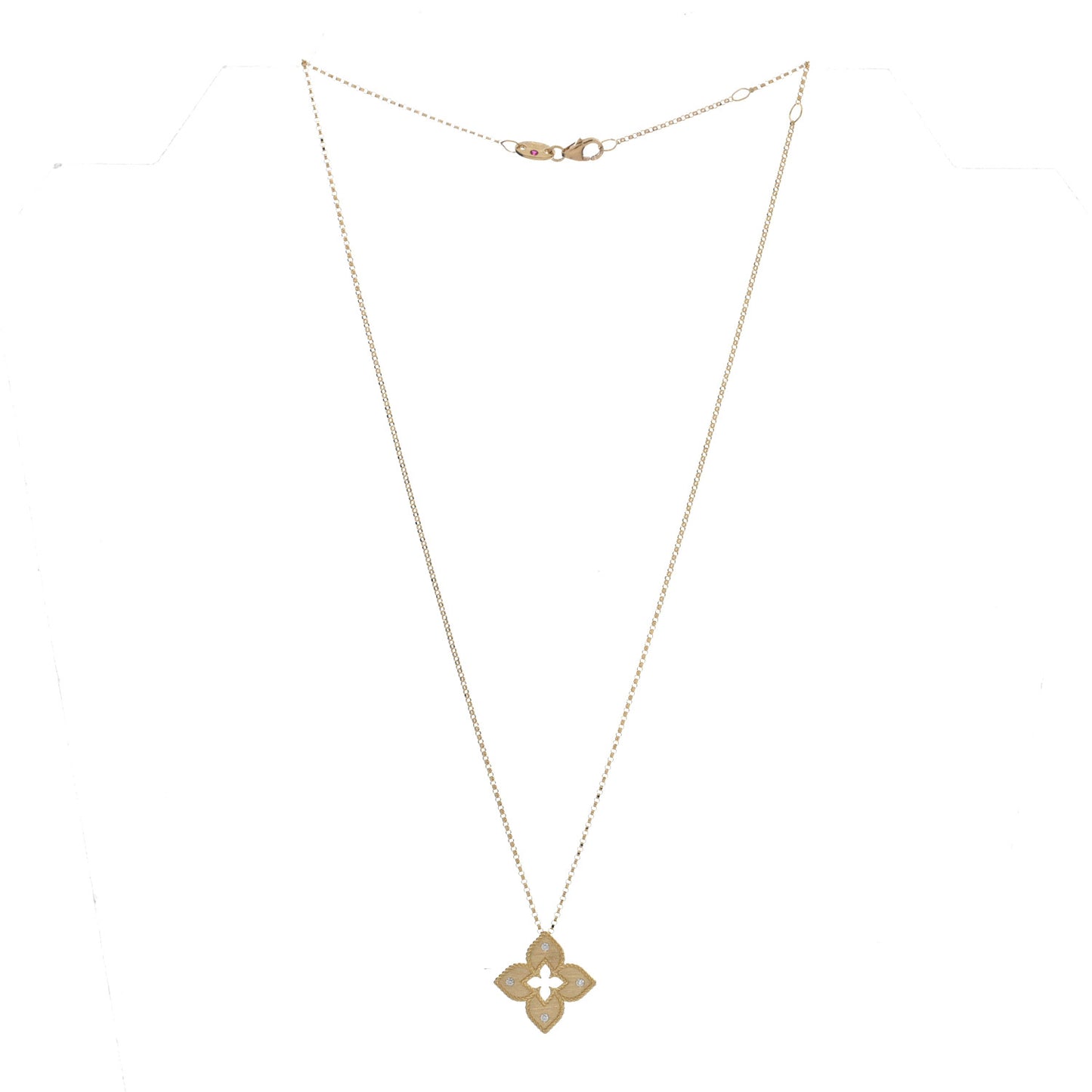 18K Yellow Gold Diamond Medium Venetian Princess Flower Pendant Necklace