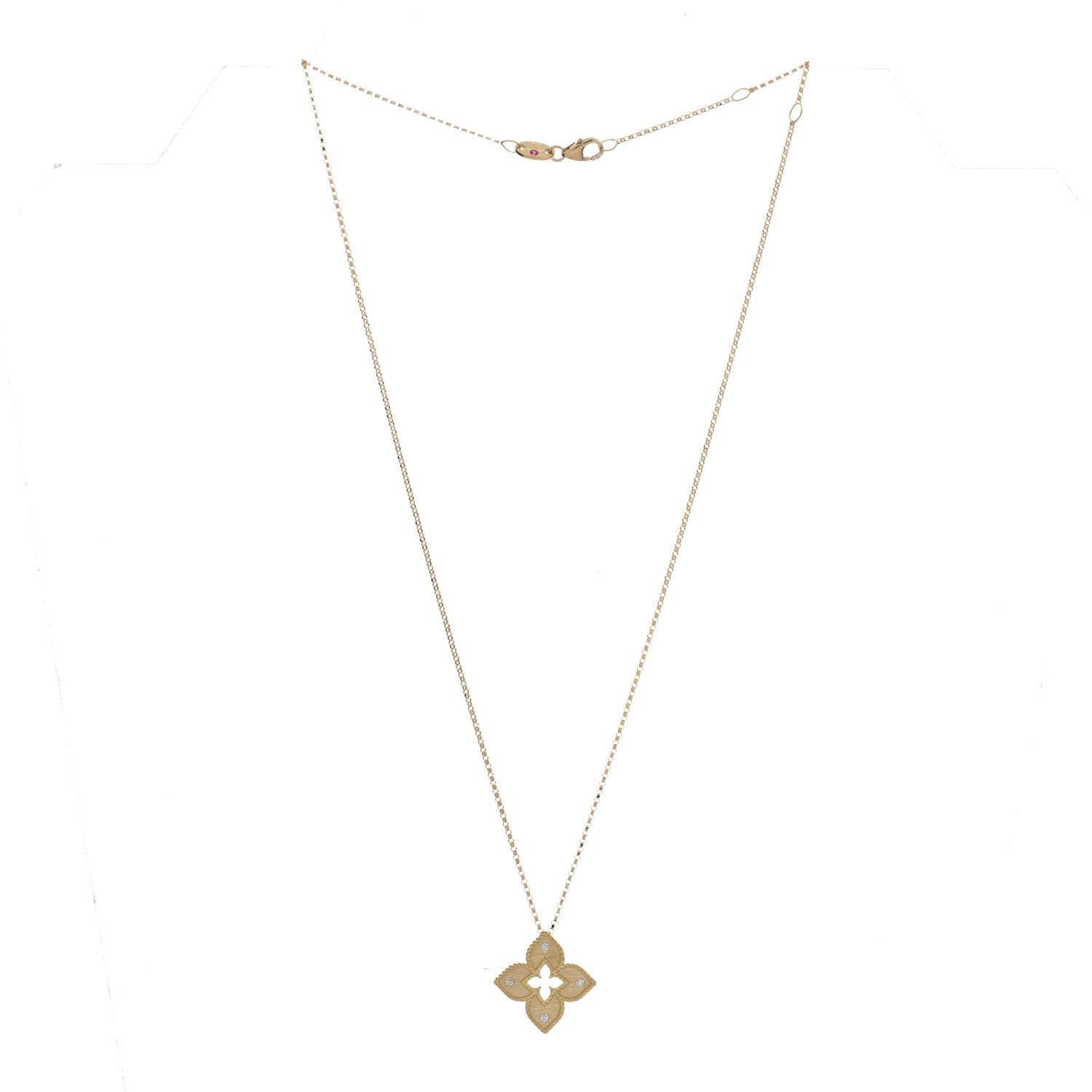 Roberto Coin 18K Yellow Gold Diamond Medium Venetian Princess Flower Pendant Necklace 3 of 4