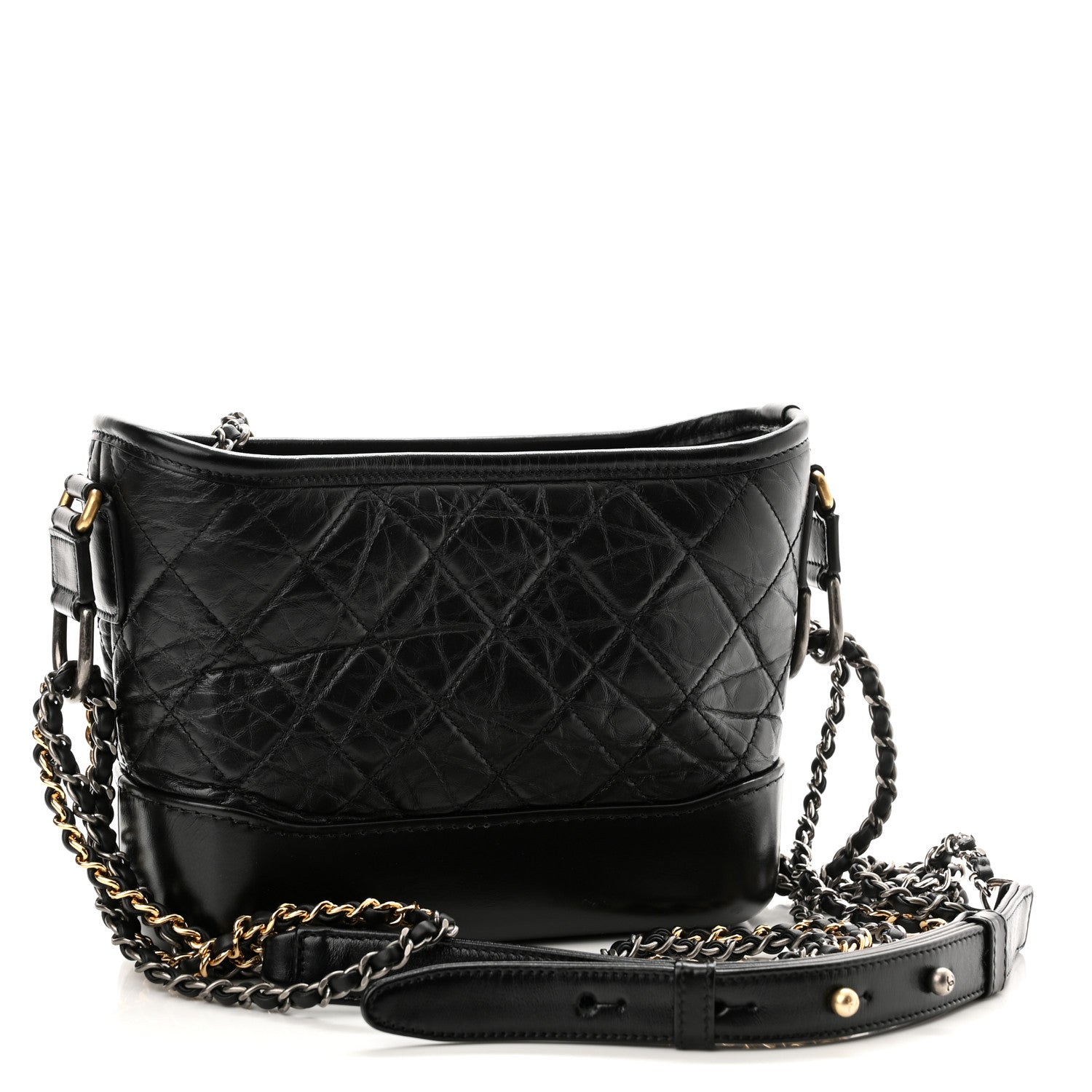 Chanel Aged Calfskin Quilted Small Gabrielle Hobo Black 3 of 10