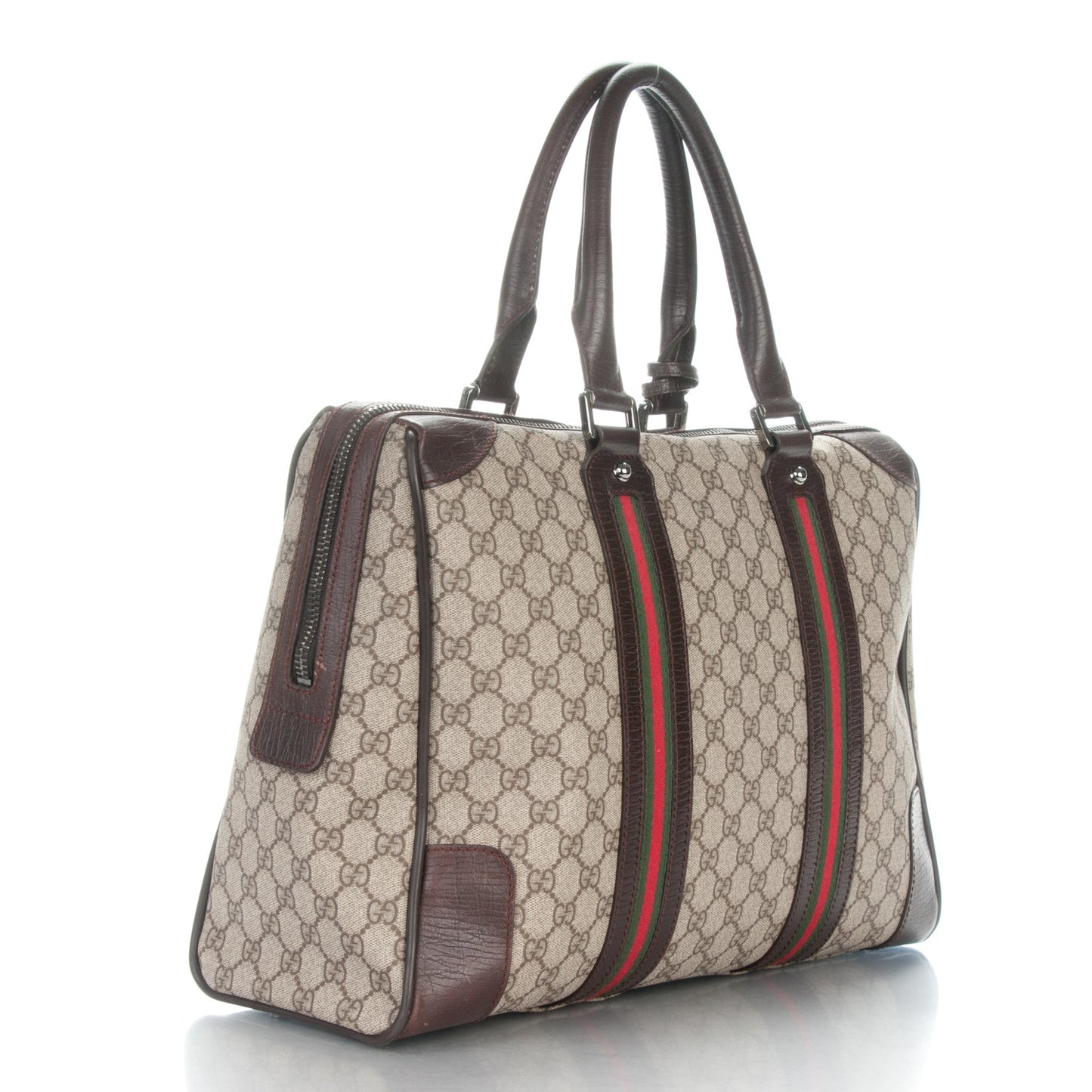 GG Plus Monogram Web Briefcase Dark Brown