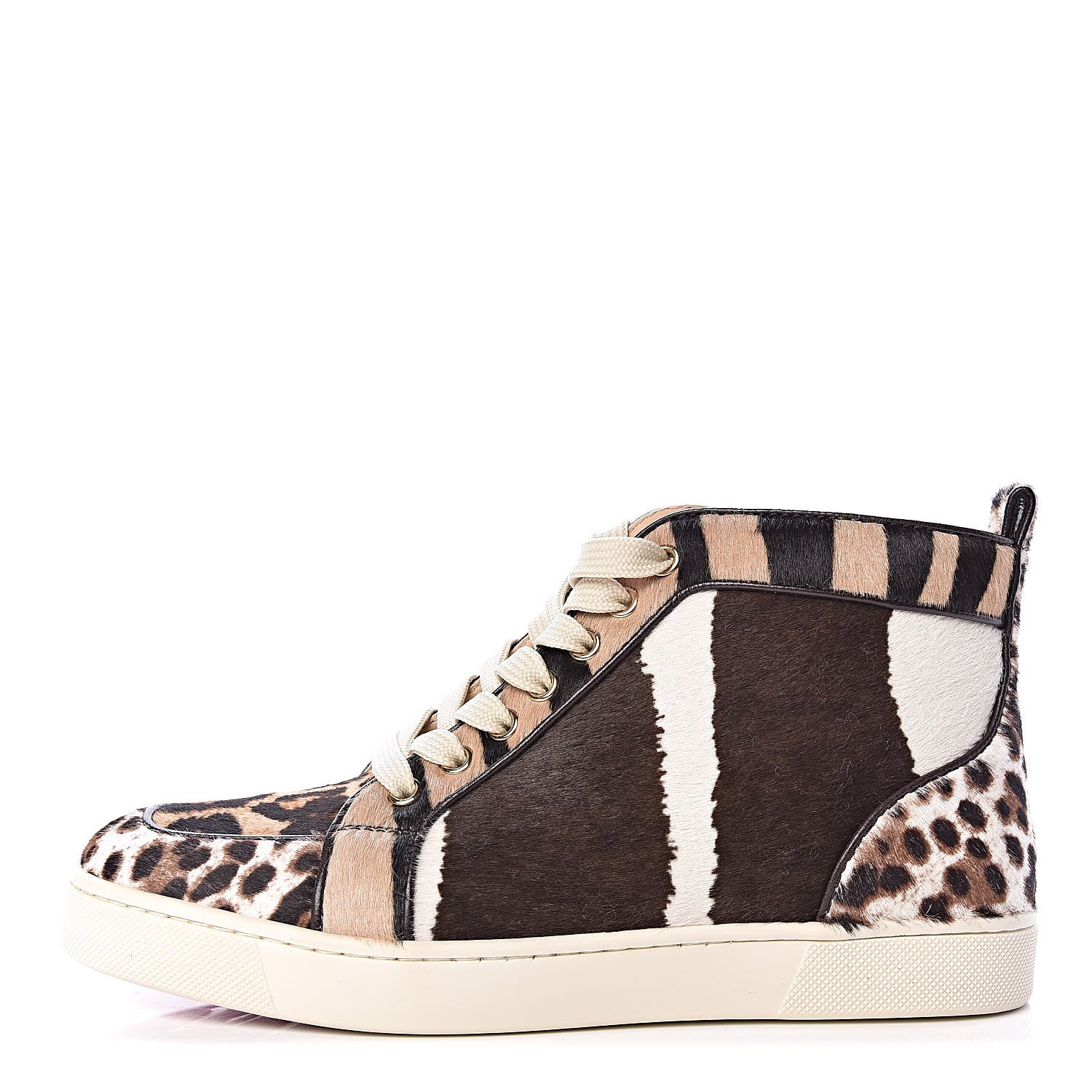 Christian Louboutin Pony Hair Animal Print Womens Rantus Orlato Flat Sneakers 38 Brown 1 of 8
