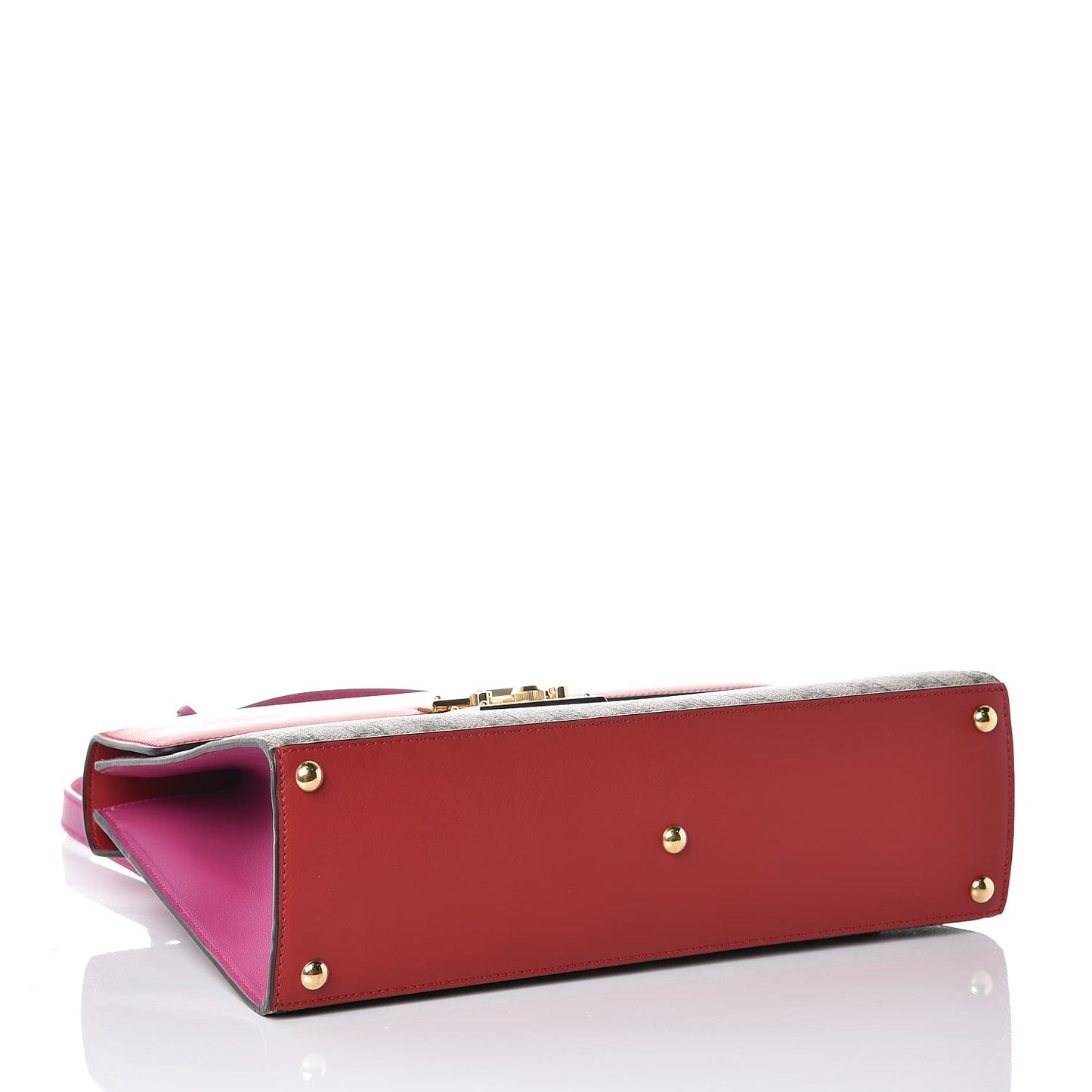 GG Supreme Monogram Calfskin Medium Padlock Top Handle Bag Beige Hibiscus Red New Rosette