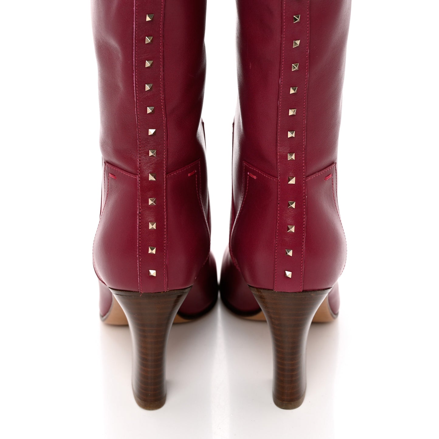 Calfskin Rockstud Tall Boots 37 Red