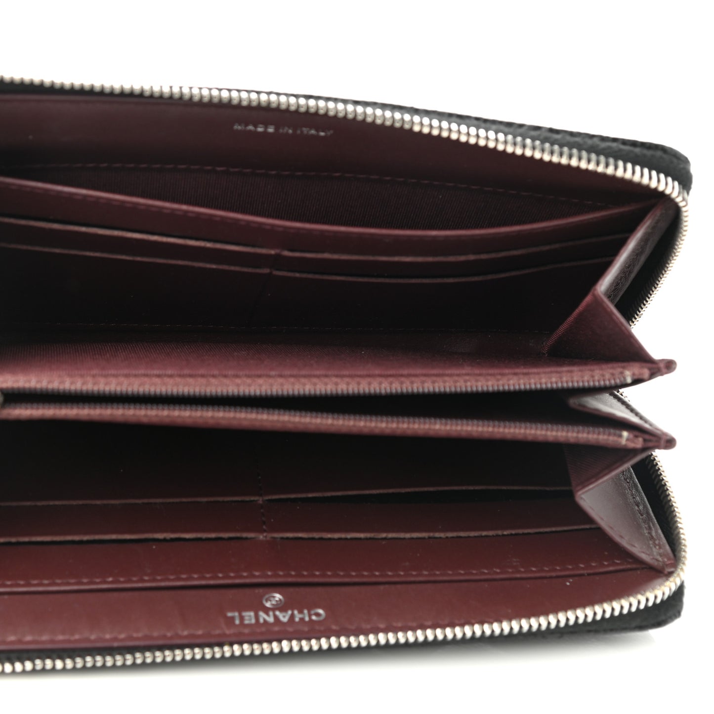Caviar Quilted Large Gusset Zip Around Wallet Black