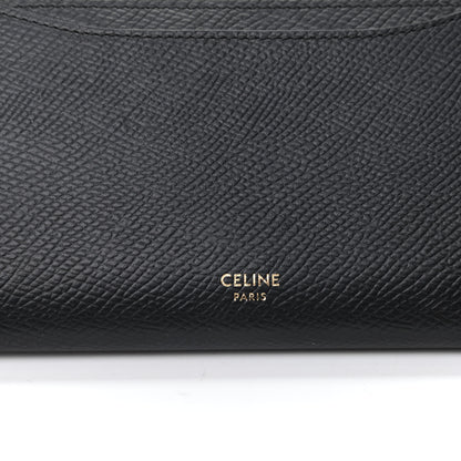 Celine Grained Calfskin Large Flap Wallet Black 6 of 8