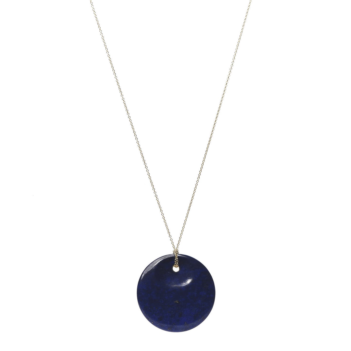 18K Yellow Gold Lapis Lazuli Elsa Peretti Round Pendant Necklace