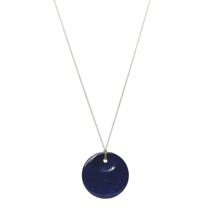 Tiffany 18K Yellow Gold Lapis Lazuli Elsa Peretti Round Pendant Necklace 1 of 5