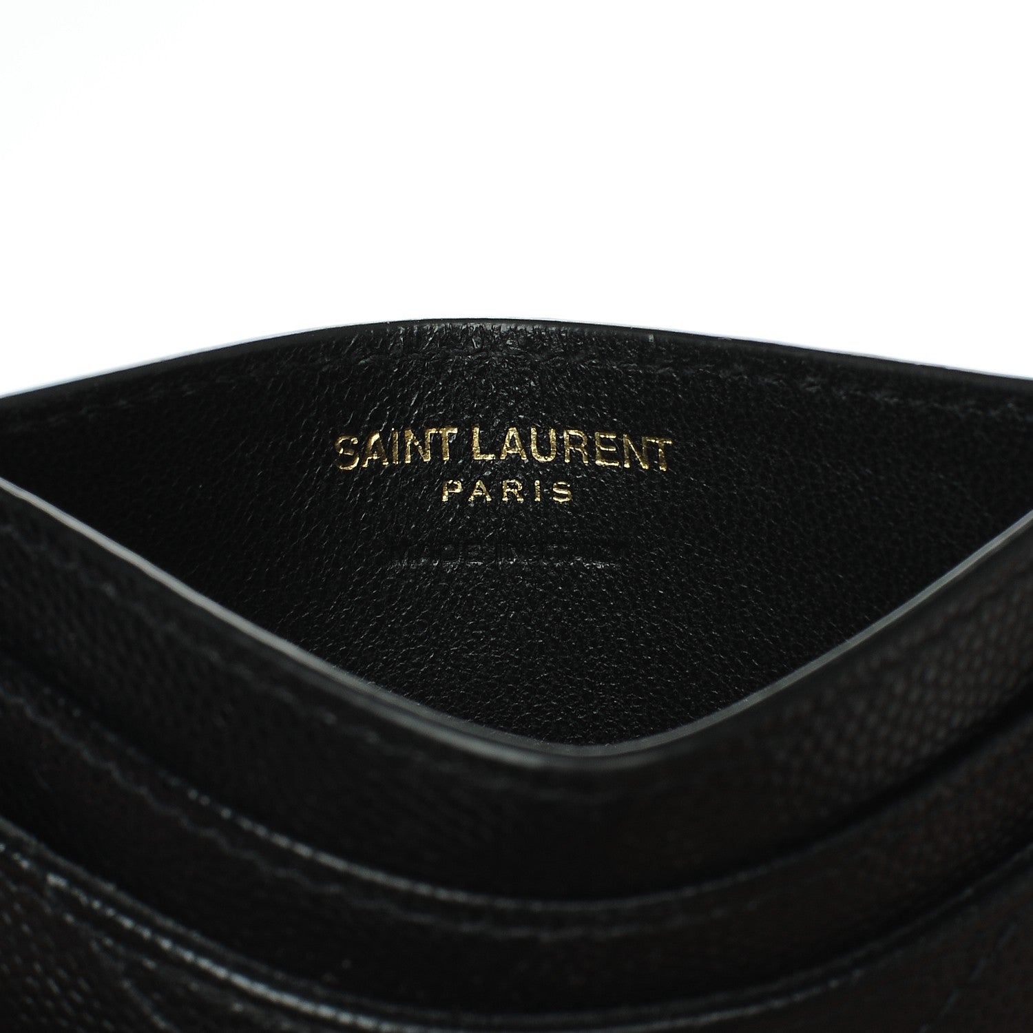 Saint Laurent Grain De Poudre Matelasse Chevron Monogram Credit Card Case Black 5 of 7