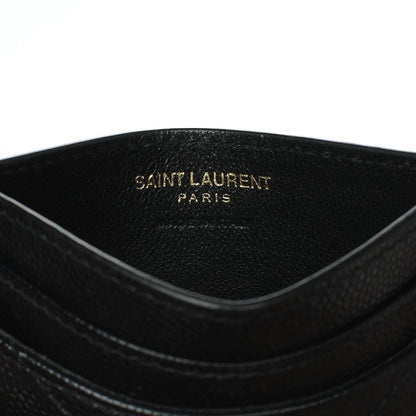 Saint Laurent Grain De Poudre Matelasse Chevron Monogram Credit Card Case Black 5 of 7