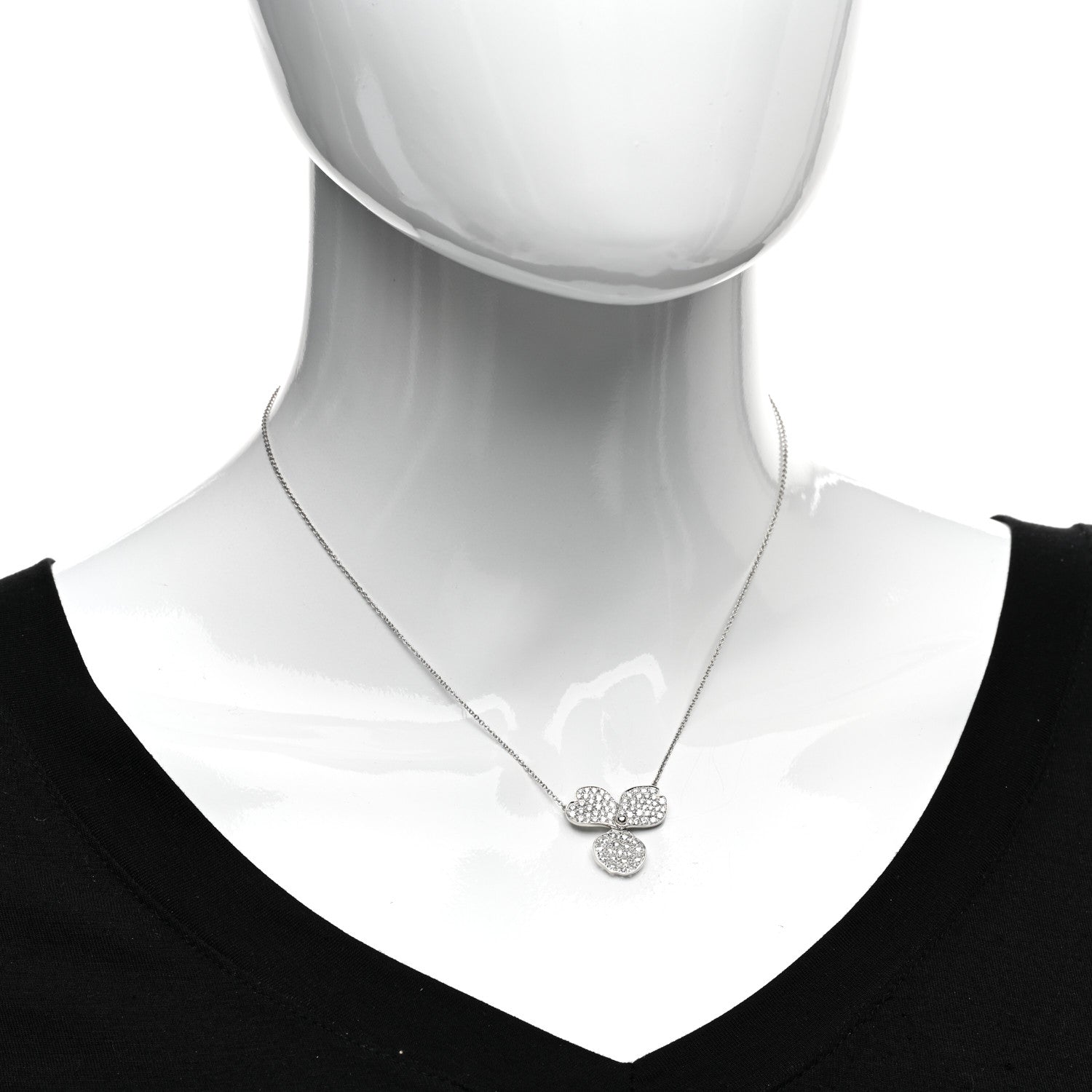 Tiffany Platinum Diamond Large Paper Flowers Pave Pendant Necklace 2 of 5