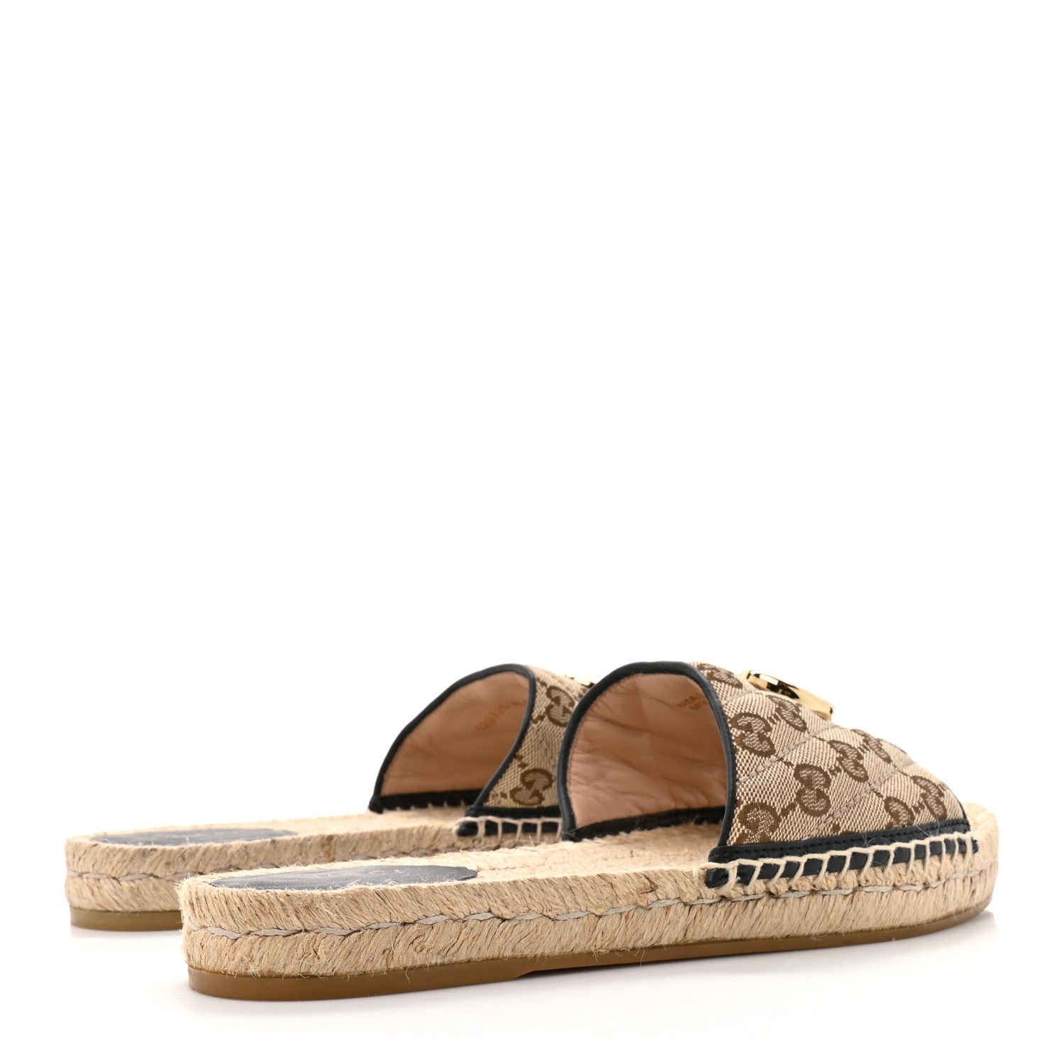 Gucci Monogram Matelasse GG Marmont Espadrille 20mm Slide Sandals 40 Beige Ebony Black 5 of 11