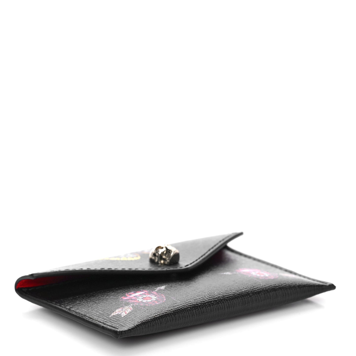 Calfskin Insect Envelope Card Holder Black Multicolor
