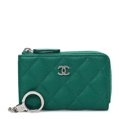 Chanel Caviar Quilted Zipped Key Holder Case Green 1 of 8