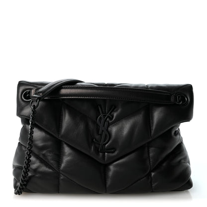 Saint Laurent Lambskin Quilted Monogram Monochrome Small Loulou Puffer Chain Satchel Black 1 of 9