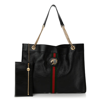 Gucci Calfskin Maxi Rajah Chain Tote Black 3 of 12