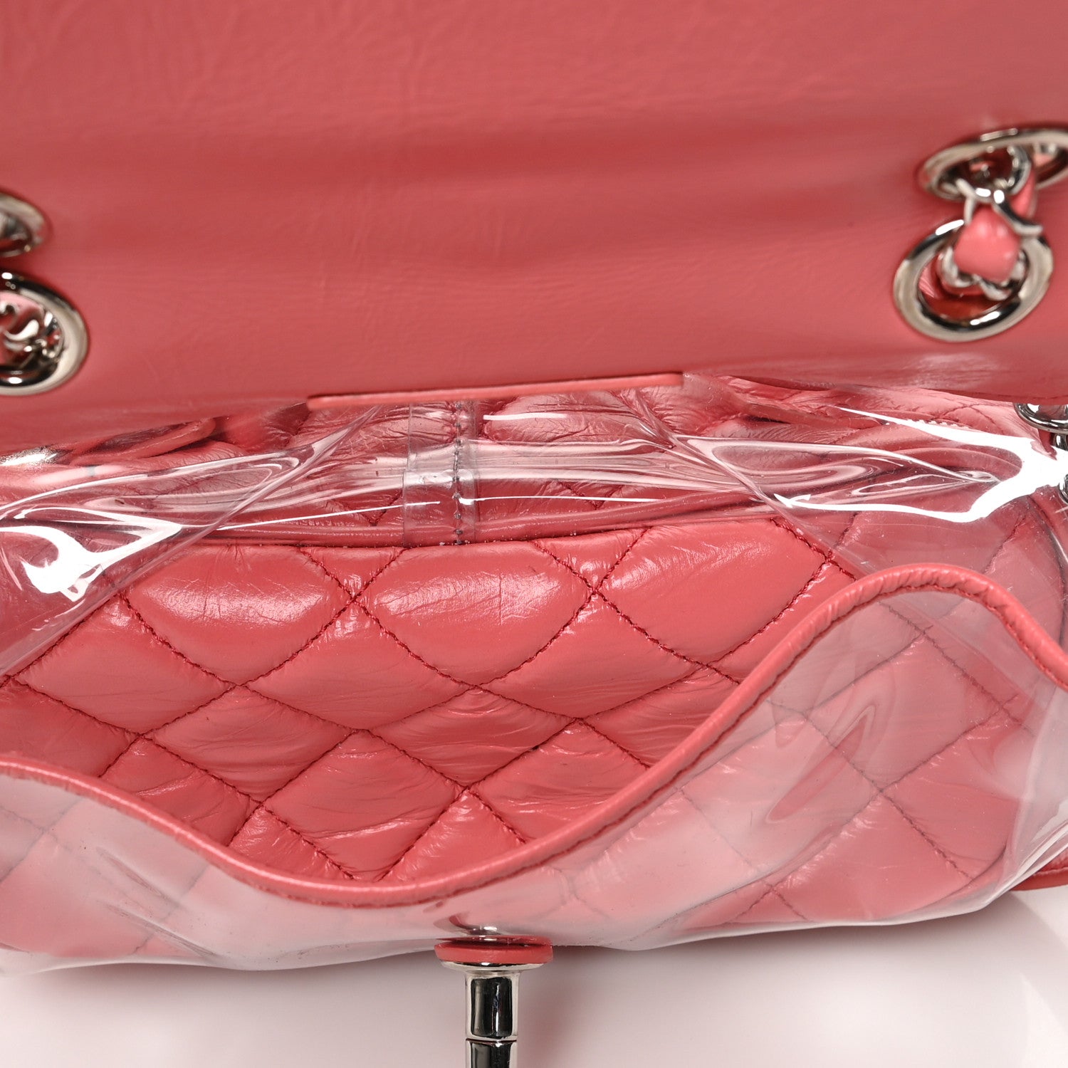 Chanel Crumpled Calfskin PVC Quilted Backpack Pink 5 of 15