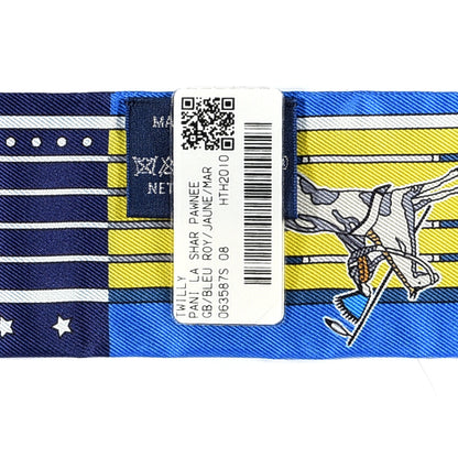 Hermes Silk Pani La Shar Pawnee Twilly Bleu Roy Jaune Marine 4 of 4