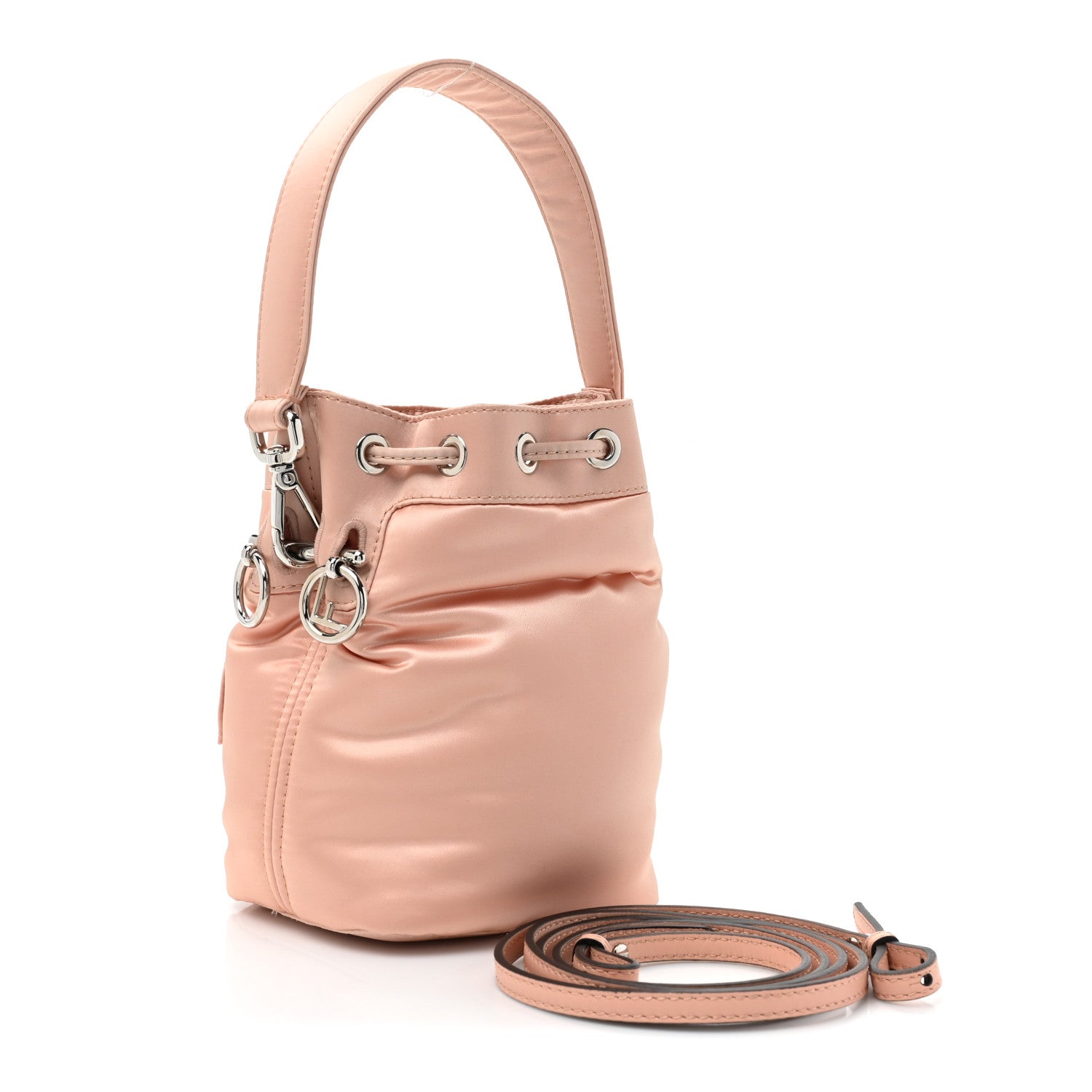 Fendi Nylon Ninfa Vitello King Cuoio Mini Mon Tresor Bucket Bag Baby Pink 3 of 10