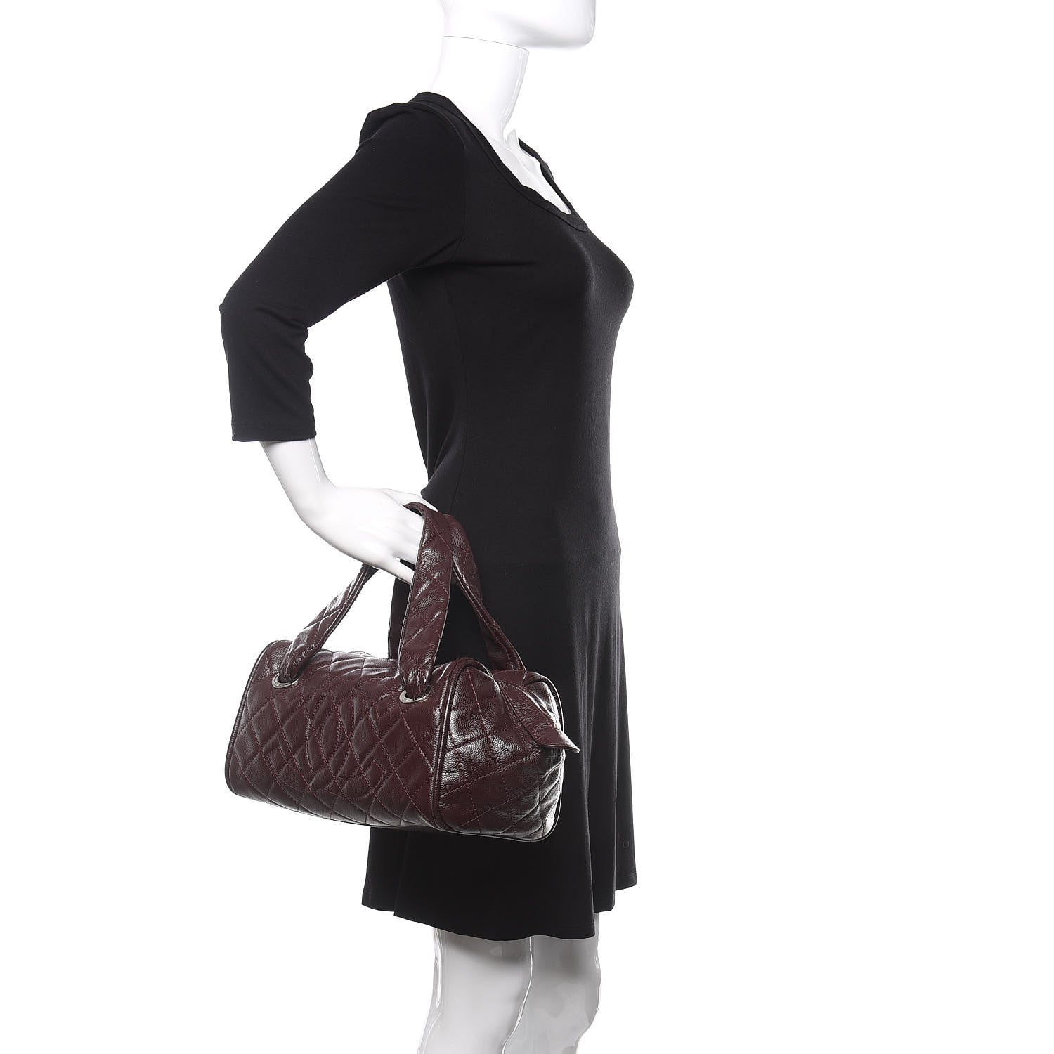 Chanel Caviar Quilted CC Timeless Bowler Burgundy 2 of 12