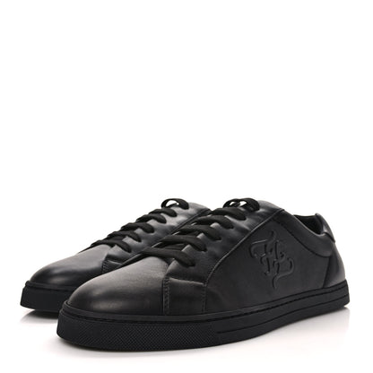 Fendi Vitello Karligraphy Embossed Low Top Sneakers 8 Black 3 of 8