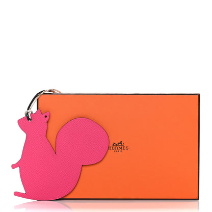 Hermes Epsom Togo Petit H GM Squirrel Bag Charm Chocolate Rose Tyrien 4 of 4