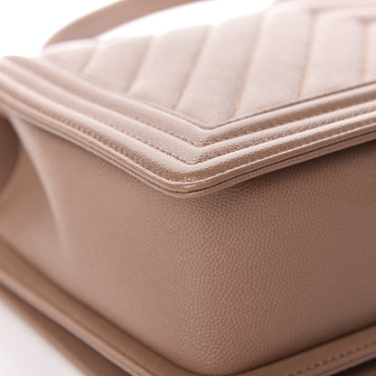 Chanel Caviar Chevron New Medium Boy Flap Dark Beige 11 of 13