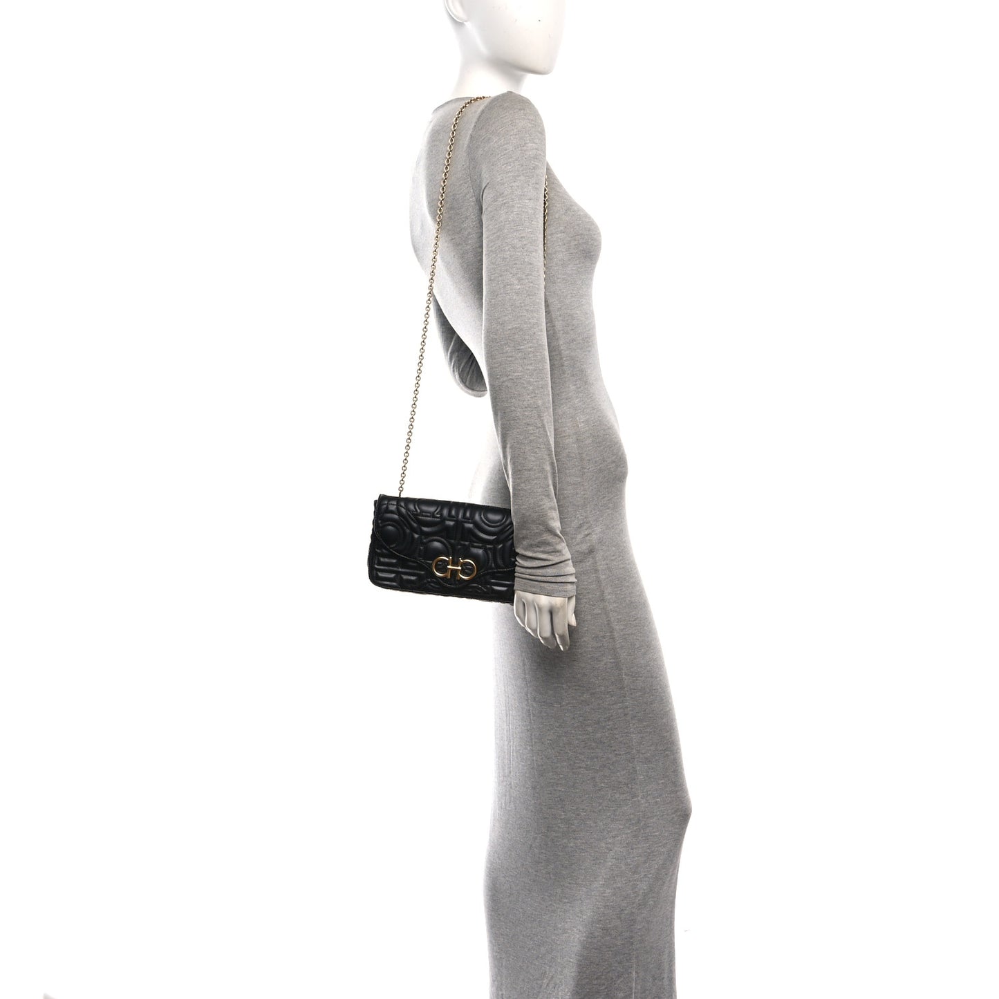 Calfskin Quilted Gancini Mini Bag Black