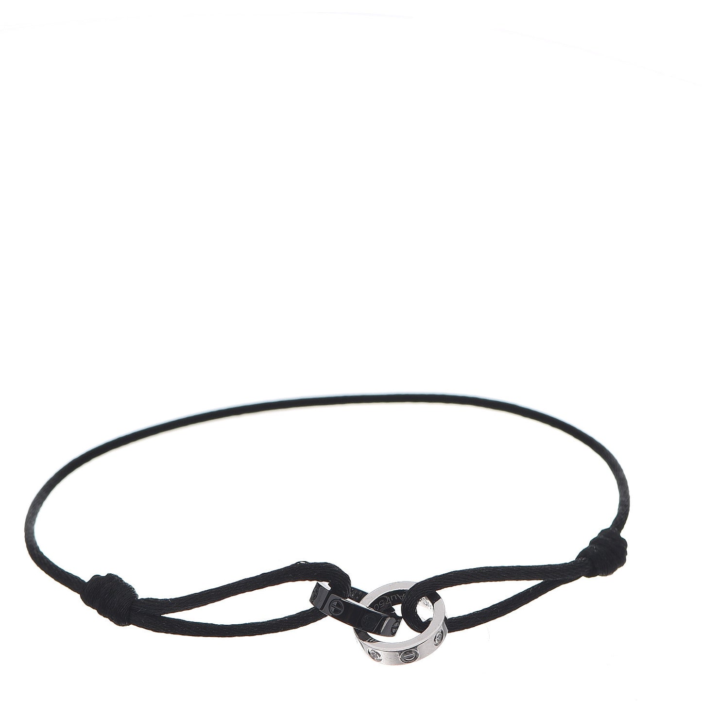 18K White Gold Ceramic 4 Diamond LOVE Cord Bracelet Black