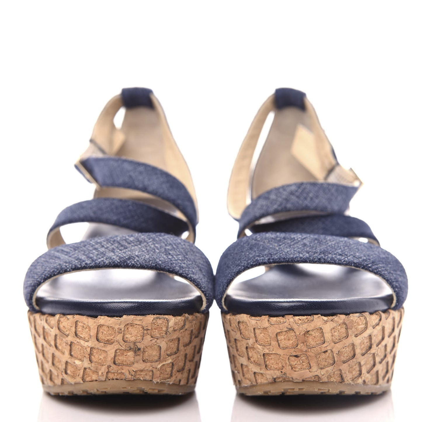Denim Cork Wedge Sandals 36