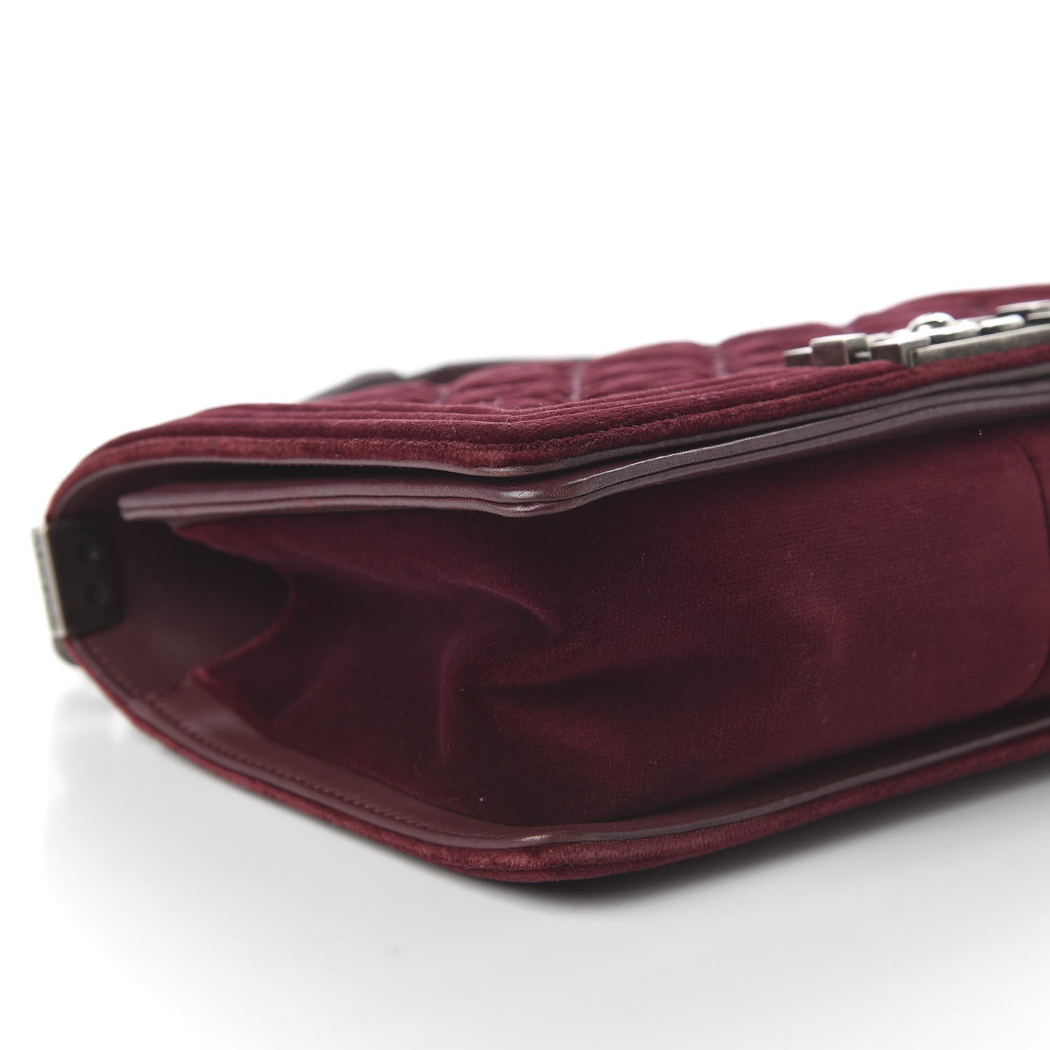 Chanel Velvet Tweed Quilted Medium Boy Flap Burgundy 6 of 11