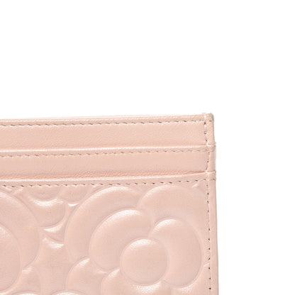 Chanel Lambskin Camellia Embossed Card Holder Pink 9 of 10