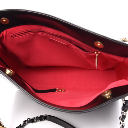 Chanel Shiny Aged Calfskin Quilted Large Shopping Bag Black 5 of 11
