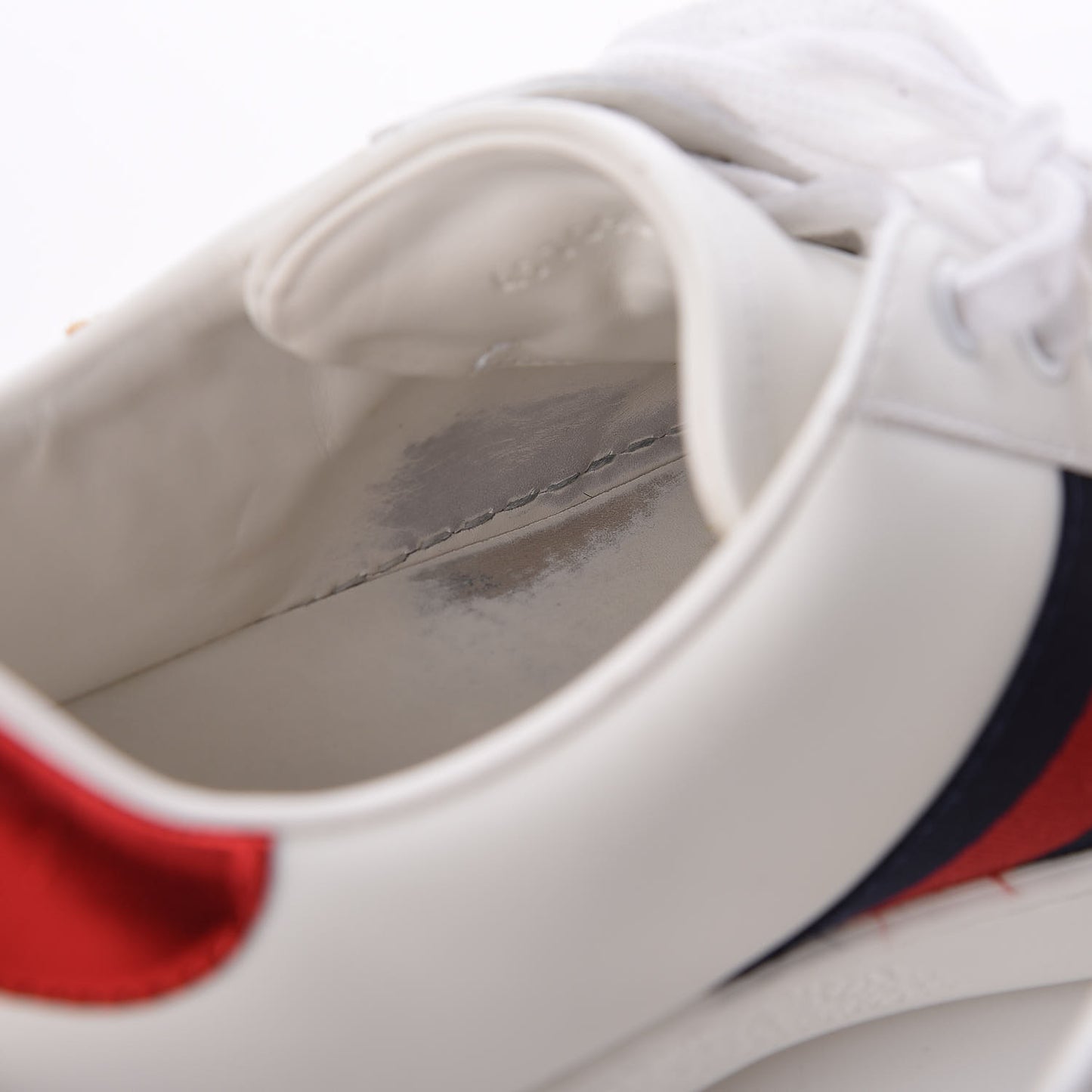 Calfskin Nappa Web LOVED Embroidered Mens Ace Sneakers 10 White Red Flame Notte